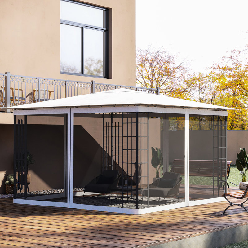 Moustiquaire de rechange blanche pour gazebo, 3 m x 3,6 m - Protégez et gardez votre espace propre, installation facile, parois latérales dégagées, espace extérieur organisé, méthode d'installation simple