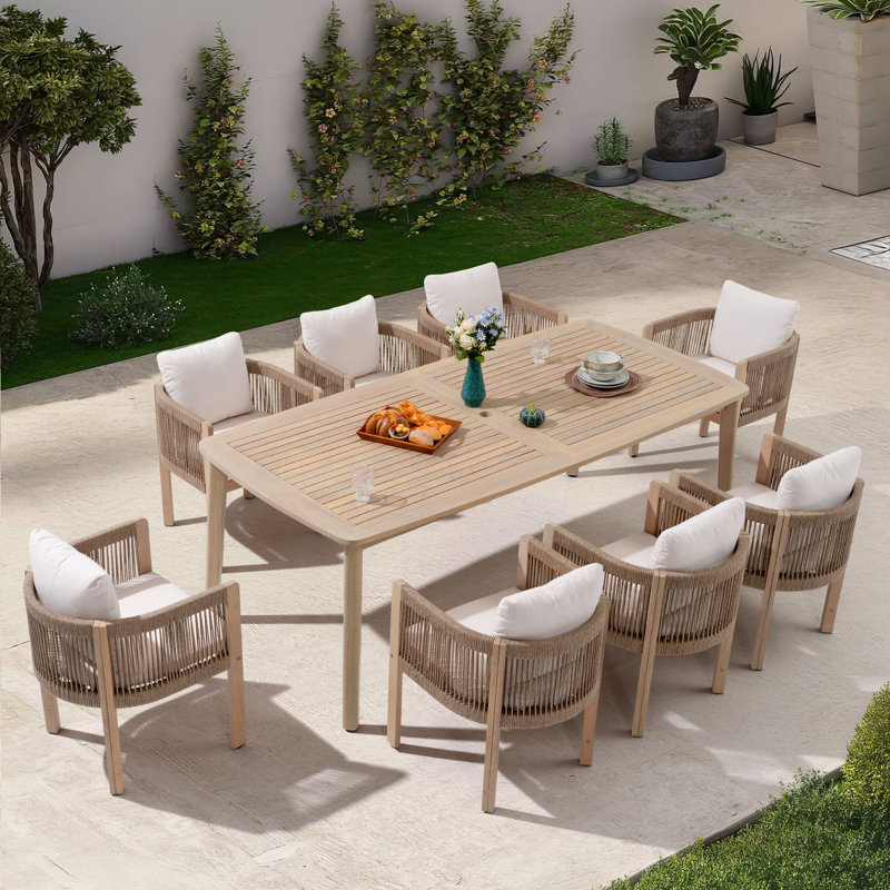 Ensemble repas extérieur pour 8 personnes avec coussins 8 personnes, 8, H 29,9 po x l 82,7 po x P 39,4 po