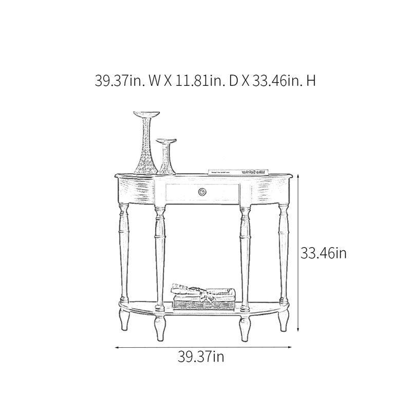 Retro Minimalist Console Table, Dark Brown Wood