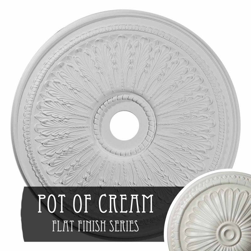 Plafonnier Endurathane Oakleaf de plafond de 29 1/8 po x P 3 5/8 po x P 1 po (convient aux auvents jusqu'à 6 1/4 po), pot peint à la main de finition crème