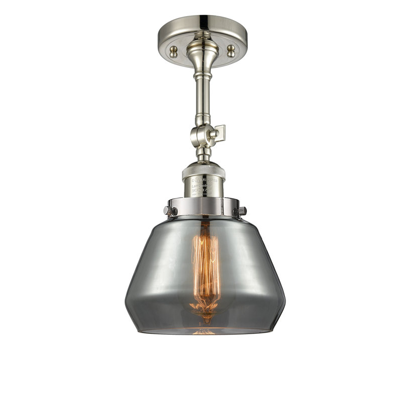 Plafonnier semi-encastré à 1 lumière de 7 po Rivka, Plaqué couleur fumée, Ampoule DEL 6 watts Vinage, Nickel poli