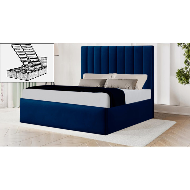 Brendalyn Upholstered Ottoman Storage Bed, Blue, Double (4'6)