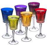 Colored Wine Glasses - Set of 6 Wine Goblets - Glassware - Water Goblets - 7.5 oz, Purple