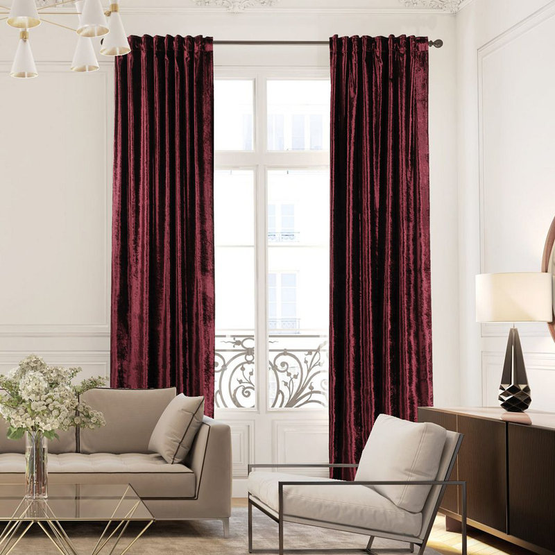 Blackout Thermal with Liner Extra Long & Extra Wide Shiny Velvet Decorative Curtain Panel, 280cm Width x 450cm Drop, Mahogany