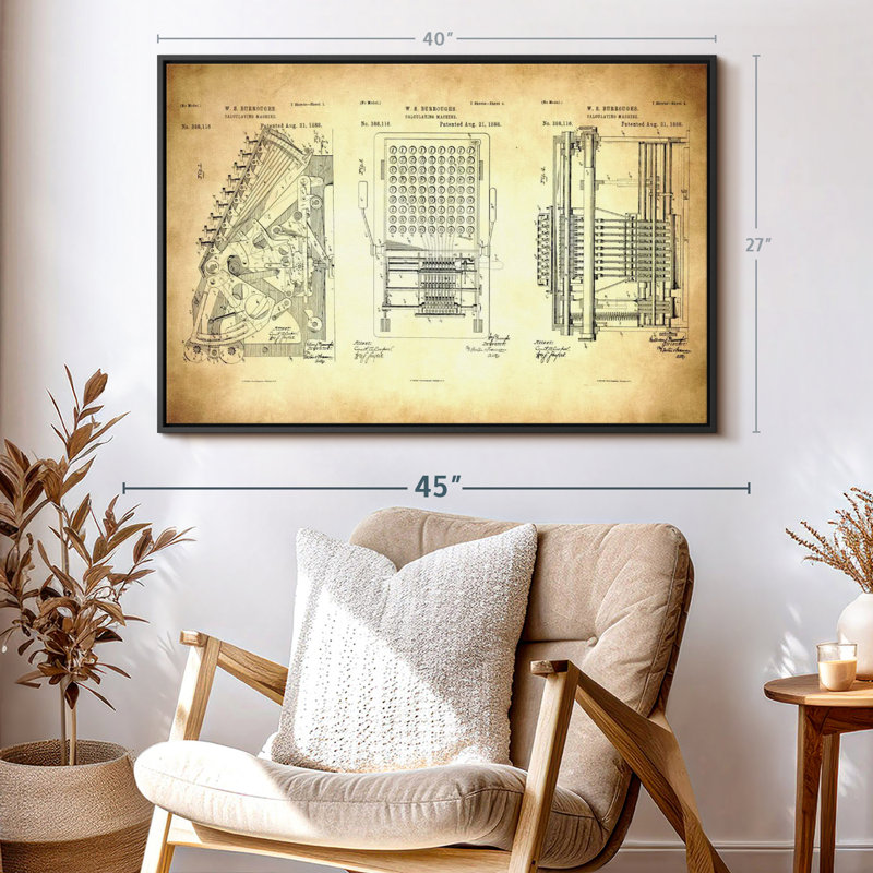 " Calculating Machine 1888 Patent ", 27" H x 40" W
