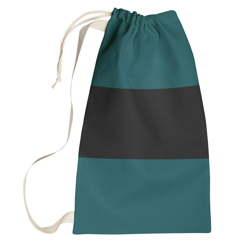 Boston Fabric Laundry Bag with Handles, Small (29" H x 18" W), Green/Black