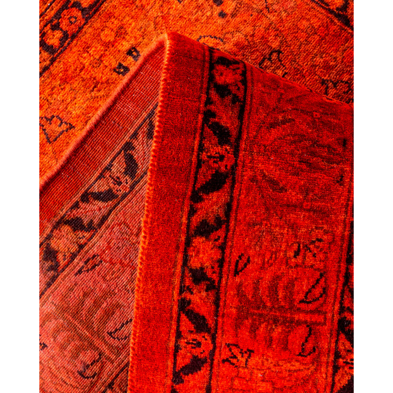 Tapis orange contemporain en laine noué à la main Haydon 9 pi 1 po x 12 pi 4 po