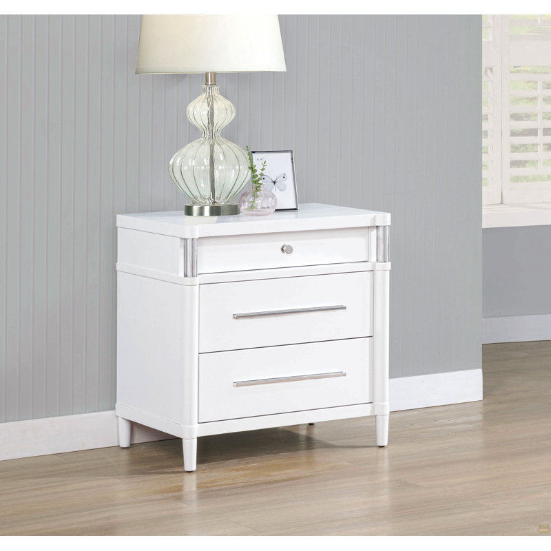 3-Drawer Nightstand With Felt Lined Top Drawer