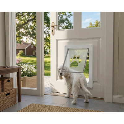 Weather-Resistant Pet Door for Animals Up to 45 lbs, Durable for Interior/Exterior Doors, Includes Snap-In Closure Panel