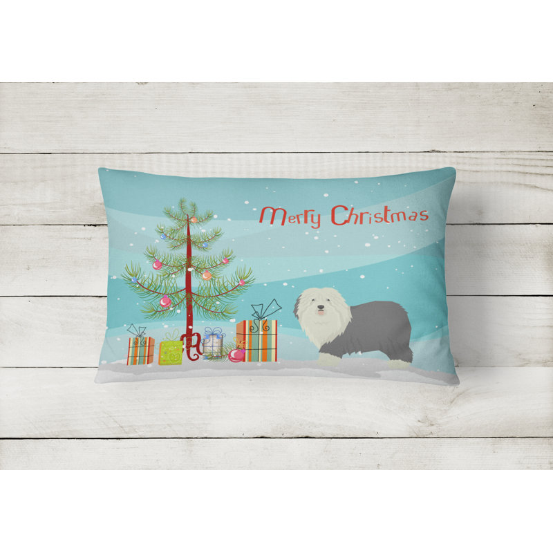 Outdoor Throw Pillow, Old English Sheepdog