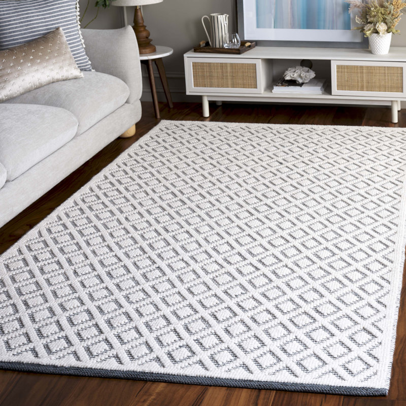 Vermont Hand Woven Wool Geometric Rug, Rectangle 5' x 8'