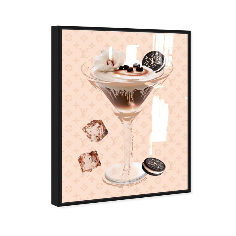 Oliver Gal Espresso Martini Luxe Glam & Bar - Hand-Applied Glass Coat Framed Canvas Art, 36" H x 30" W, Black
