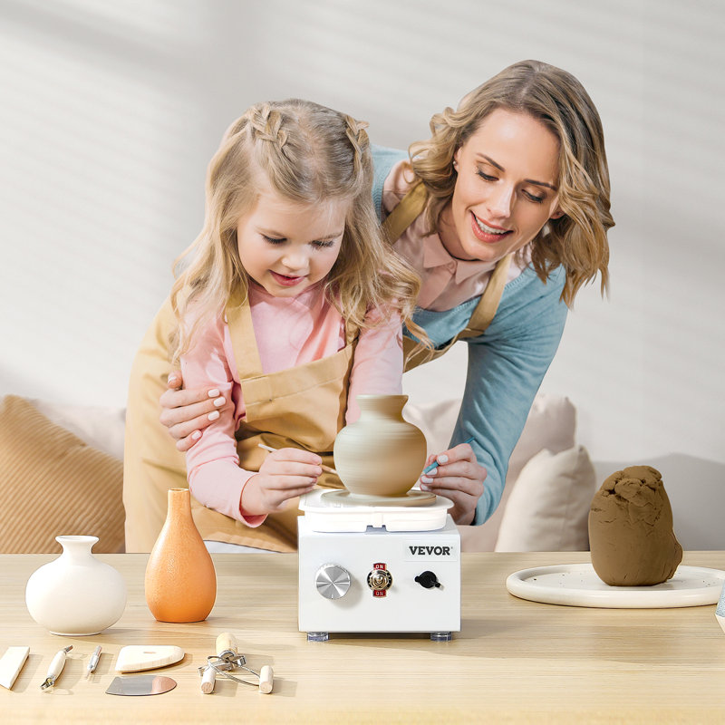 Mini roue de poterie électrique à 3 vitesses, Blanc