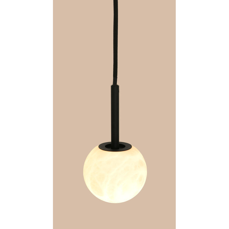 Yarrow 1 - Light Sphere Pendant, Black, 74.8" H x 3.93" W x 3.93" D