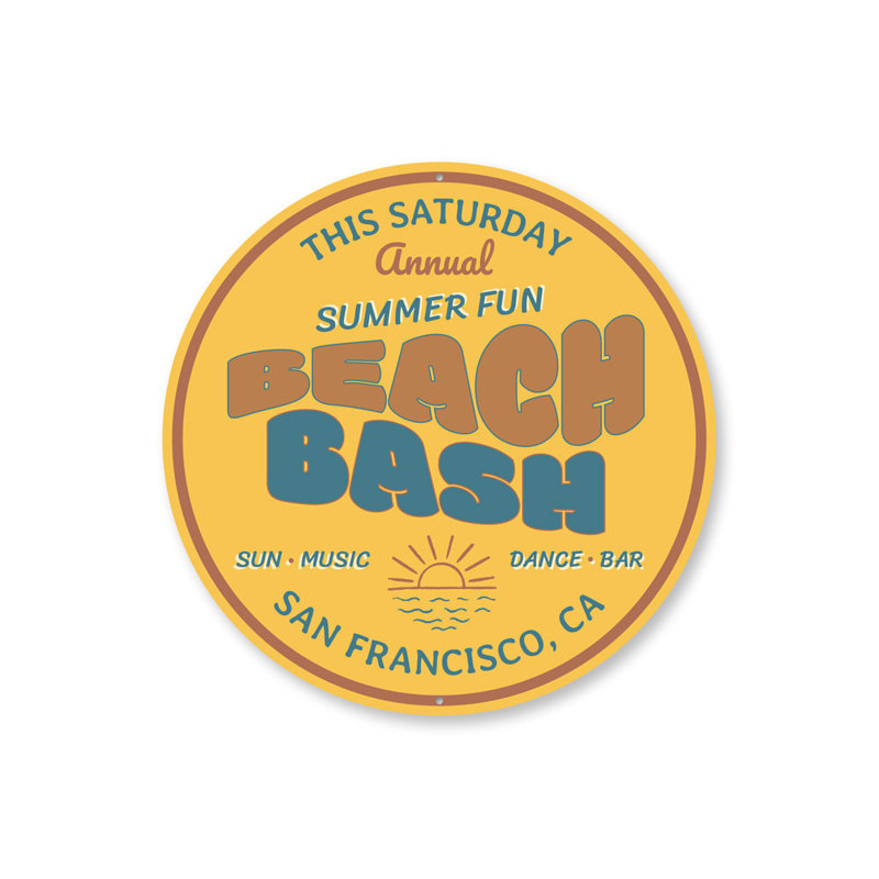 Plaque en aluminium Beach Bash, H 18 po x l 18 po x P 0,06 po