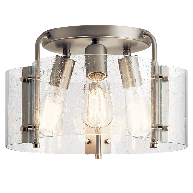 Taylor Glass Semi Flush Mount, 8.5" H x 14" W x 14" D, Olde Bronze