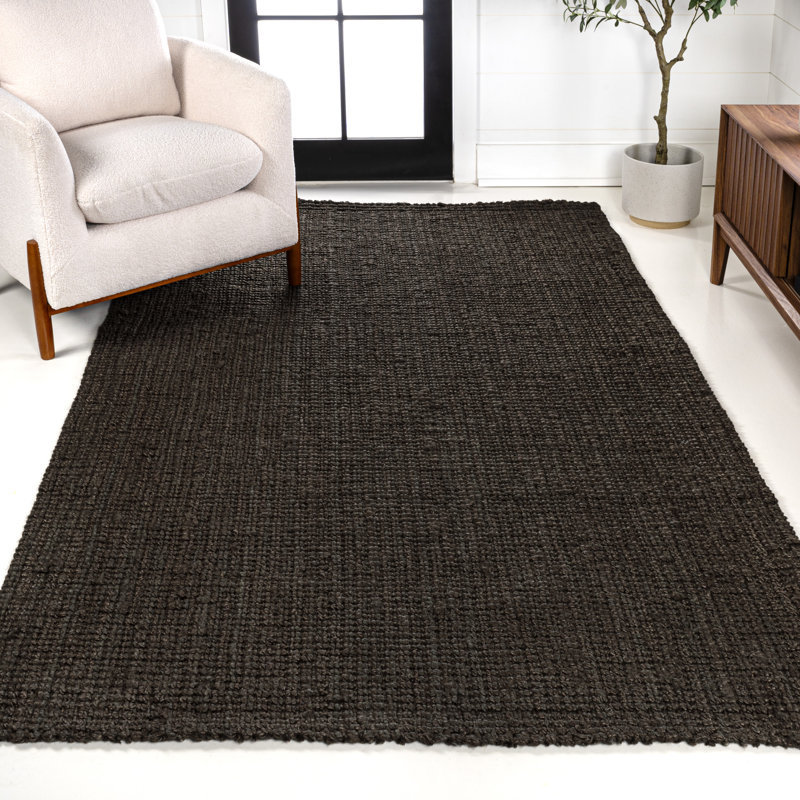 Dropati Pata Hand Woven Chunky Jute Brown Rug, Rectangle 3' x 5'