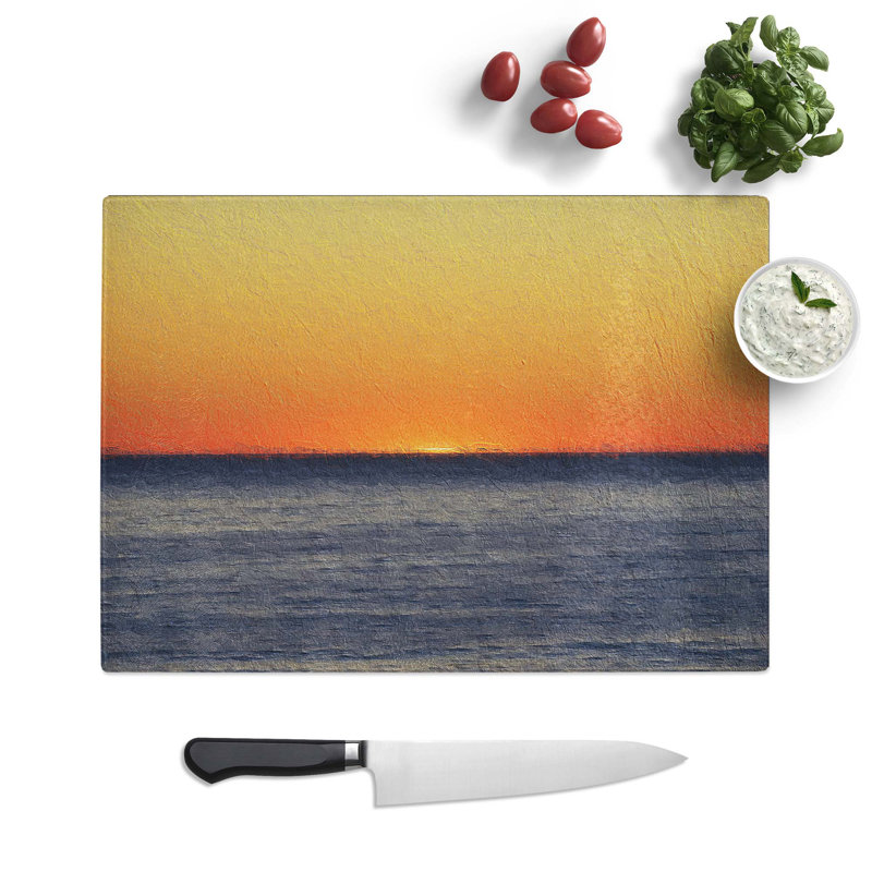 Tempered Glass an Sunset Chopping Board, 39 cm W x 28.5 cm L