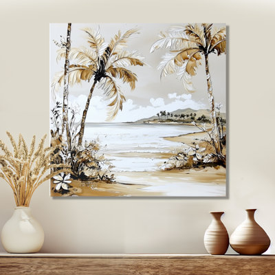 Maui's Beach Tropical Palms Landscape III - palmiers, impression sur métal traditionnelle