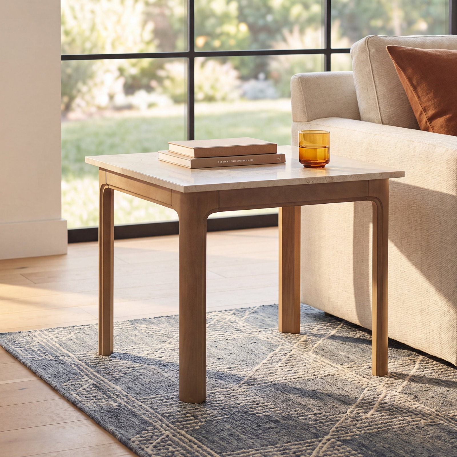 22" Genuine Marble End Table