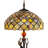 Tiffany-Style Stained Glass Floor Lamp, Antique Bronze Pole With Fish Scale Design - 70" Height, 16" Shade Width
