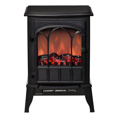 Cheminée électrique moderne sur pied, flamme DEL réaliste, double puissance de chauffage 750 W/1500 W, couverture de 20 m² pour une utilisation intérieure.