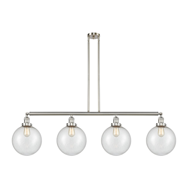 Luminaire suspendu linéaire à 4 lumières pour îlot de cuisine Antsje, Ampoule non incluse, Grainé, Chrome poli