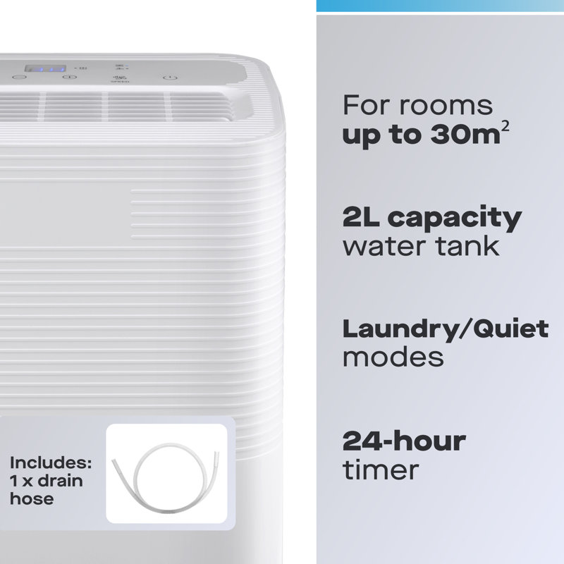 Daewoo Portable Electric Home Air Dehumidifier 25m² Room 16 Litre Daily Damp Moisture Remover With 24hr Timer