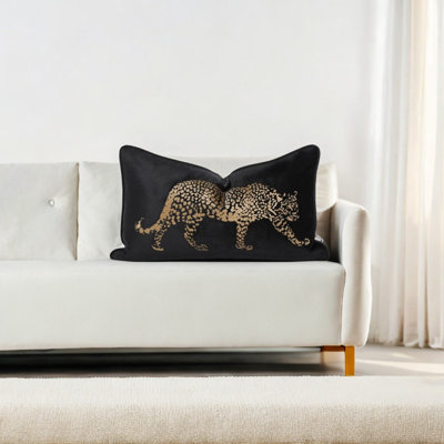 Coussin léopard noir et blanc Leopard
