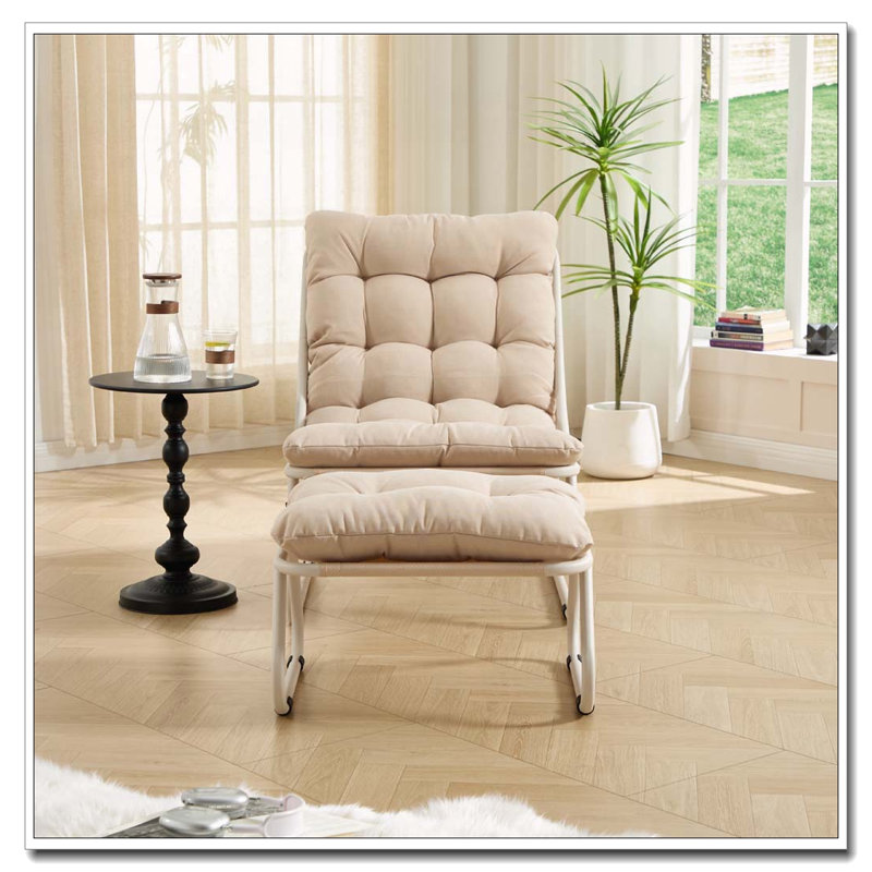 Chaise longue d'extÃ©rieur avec repose-pieds, Beige