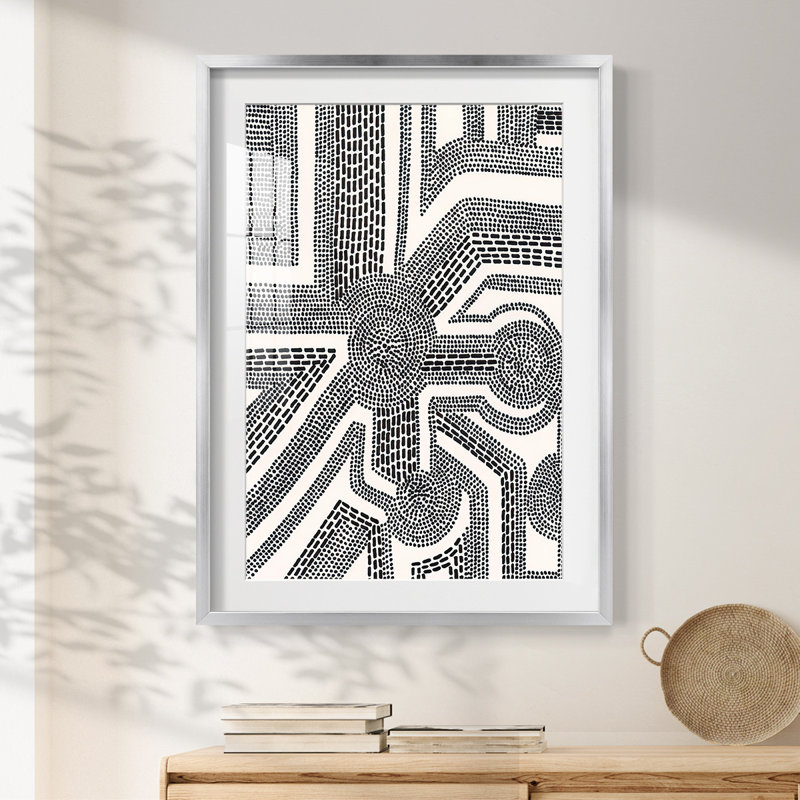 Dots and Dashes II -Framed Print, Silver
