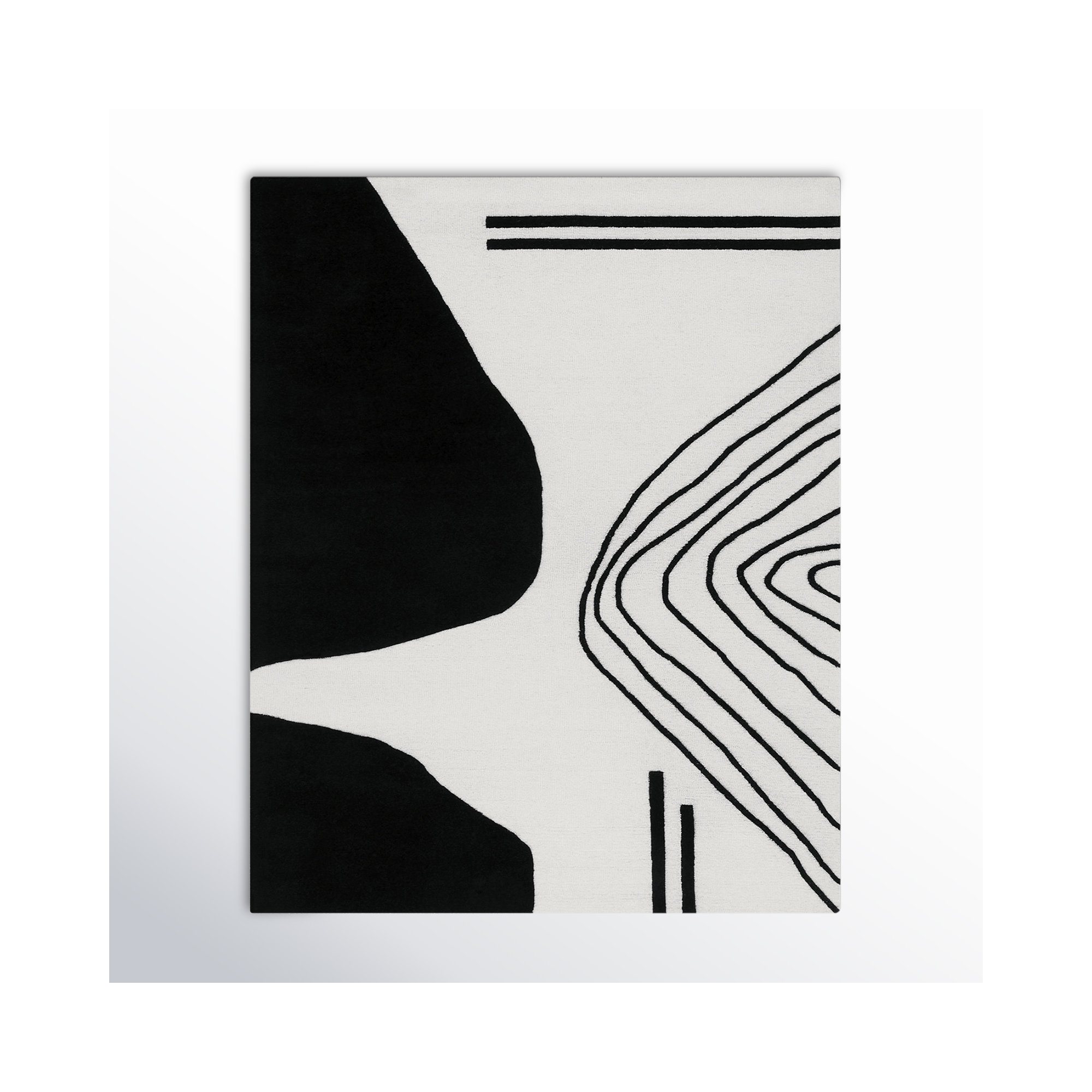 Felipe Handmade Wool Ivory/Black Rug, Rectangle 9' x 12'