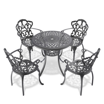5 - Piece Aluminum Patio With Random Color Cushions, Weather , Water Seats 4, Ideal For Garden Dining Rust