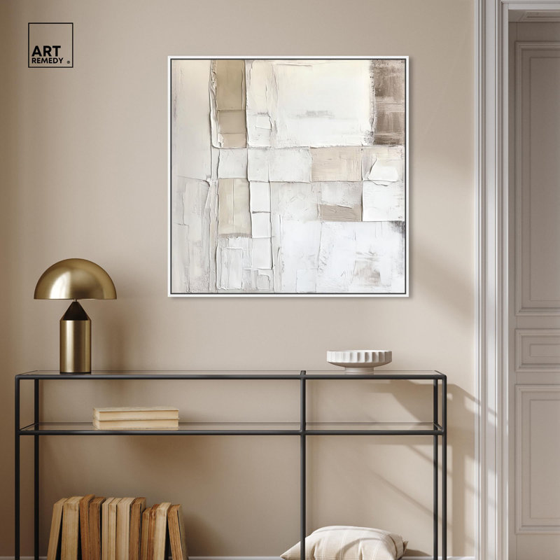 Abstrait minimaliste sur toile Decayed Charm par Art Remedy, Cadre flottant blanc, H 31 po x l 31 po x P 1,8 po