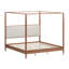 Cadre de lit à baldaquin en bois massif de taille moyenne Mid-Century avec tête de lit tapissier Boucle, lit plateforme à 4 colonnes avec pieds fuselés, aucun sommier requis, assemblage facile, noyer-133682932-133682935