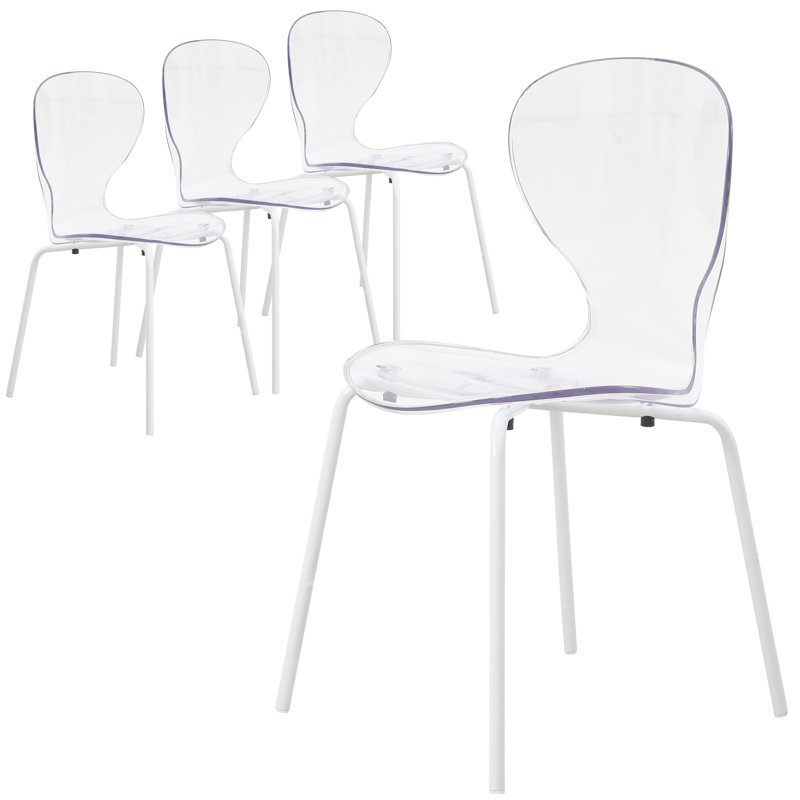 Chaise d'appoint de salle à manger empilable Edenfield, Clair, 4, Argent argent