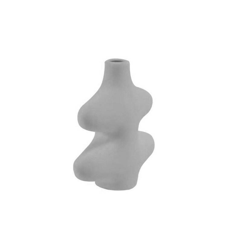 Corderra Ceramic Table Vase, Grey, 19cm H x 5cm W x 21cm D