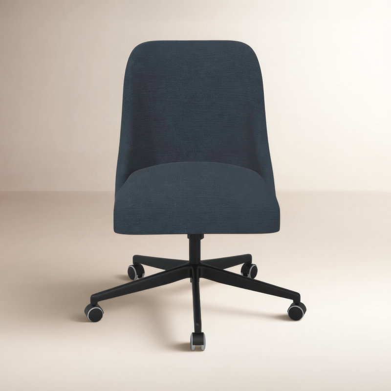 Chaise de bureau Acosta, Lin bleu marine classique