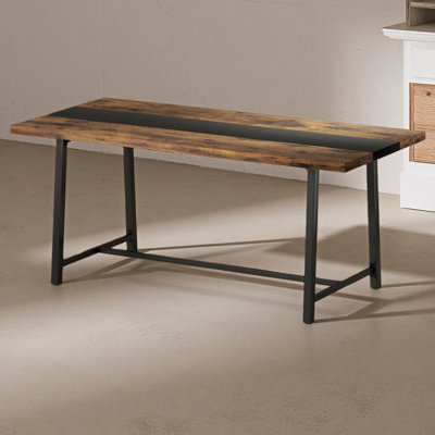 Longue table de salle à manger, table de cuisine avec grand plateau et pieds en acier, pour votre maison