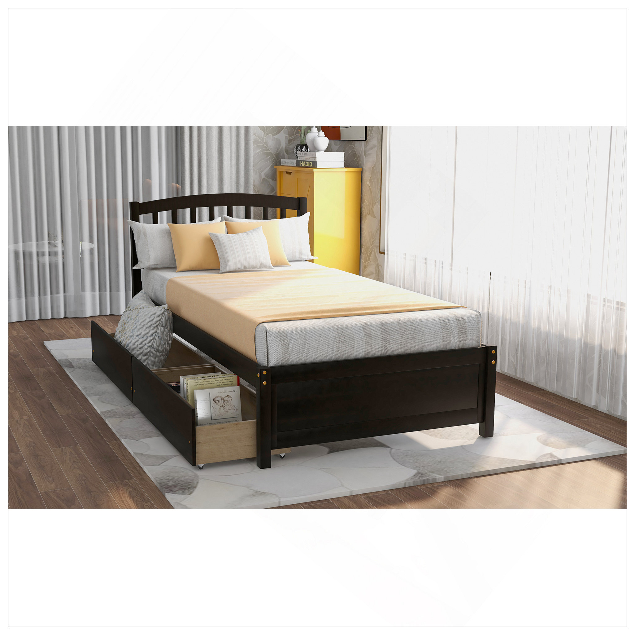 Lark Manor™ Twin Platform Storage Bed Wood Bed Frame With Two Drawers ...