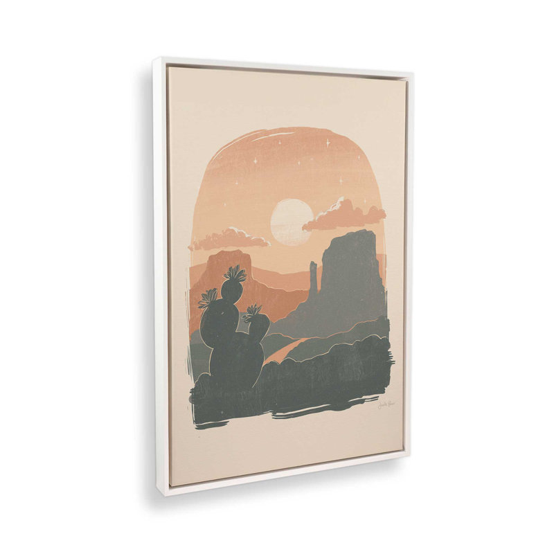Cactus Silhouettes I, reproduction sur toile dans un cadre, H 18,75 po x l 12,75 po, Blanc opaque