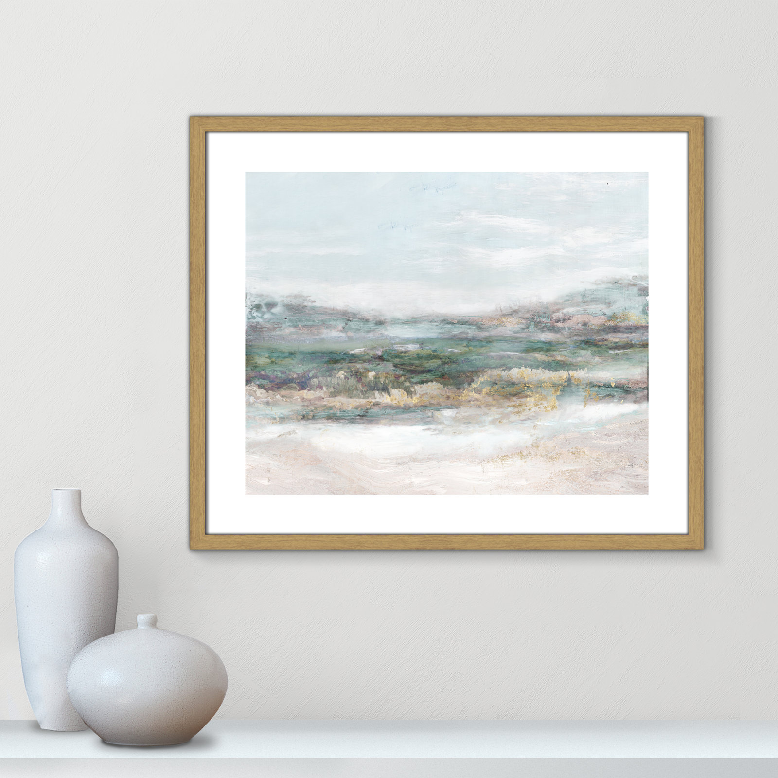 White, Natural Wood Grain Framed Paper, 21.5" H x 25.5" W x 0.75" D