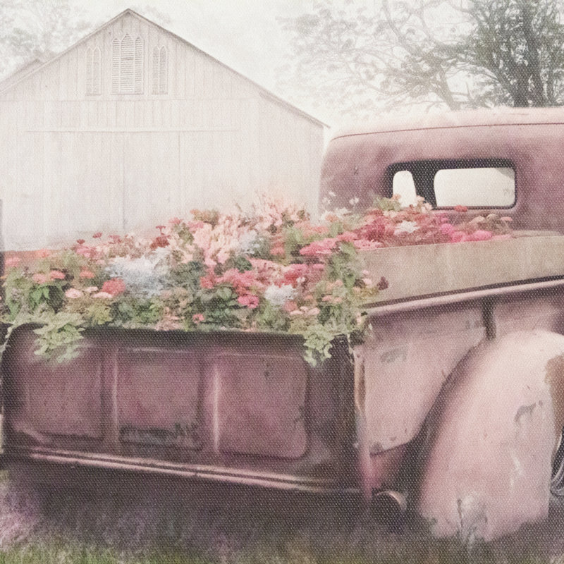 «Pink Flower Truck» par Lori Deiter, art mural encadré