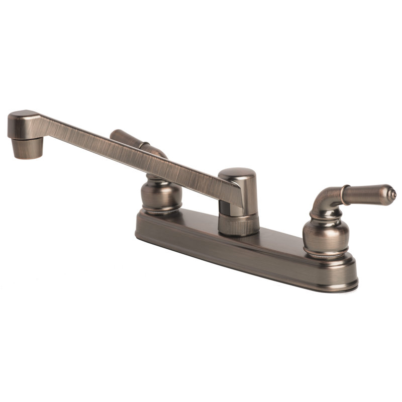 Robinet de cuisine rotatif à deux poignées pour véhicule récréatif / mobile home, Bronze brossé