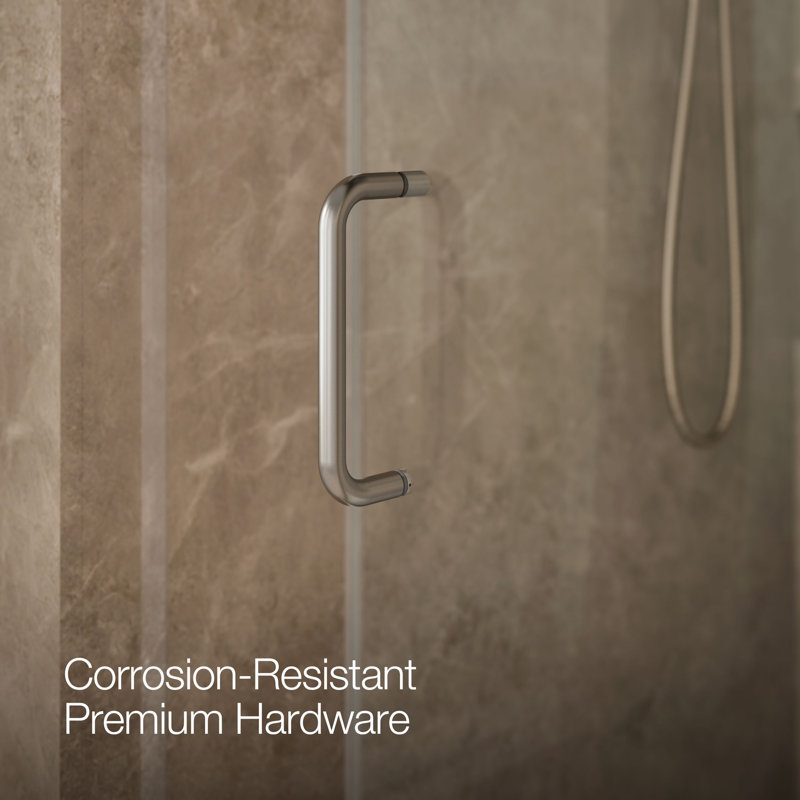 Elate Sliding Shower Door, 70-1/2-In H X 44-1/4 - 47-5/8-In W, With 1/4-In Thick Frosted Glass, Nickel/Clear
