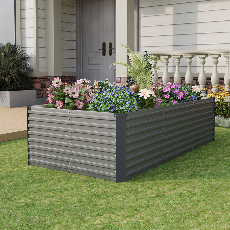 Metal Raised Garden Bed, Grey