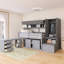 Lit mezzanine double en bois avec bureau sous le lit, tiroirs et tablettes-1935899760-1935899762