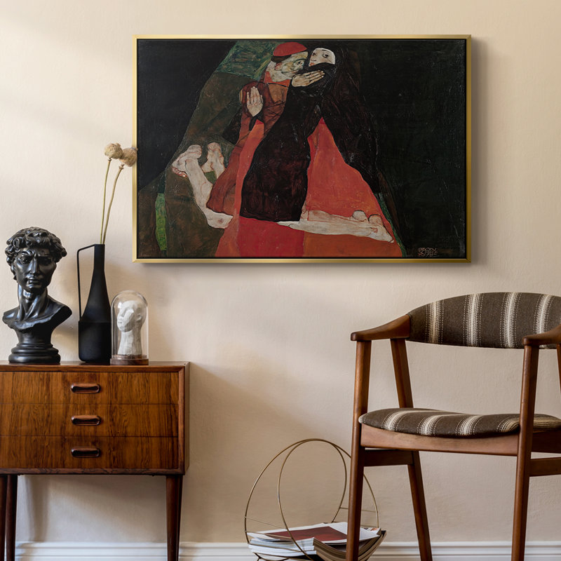 Cardinal and Nun (Caress), 1912 - Egon Schiele, toile tendue avec châssis, 24 po x 36 po, Doré