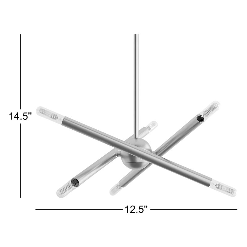 Lustre linéaire Spoutnik moderne à 6 lumières Poco, Laiton satiné