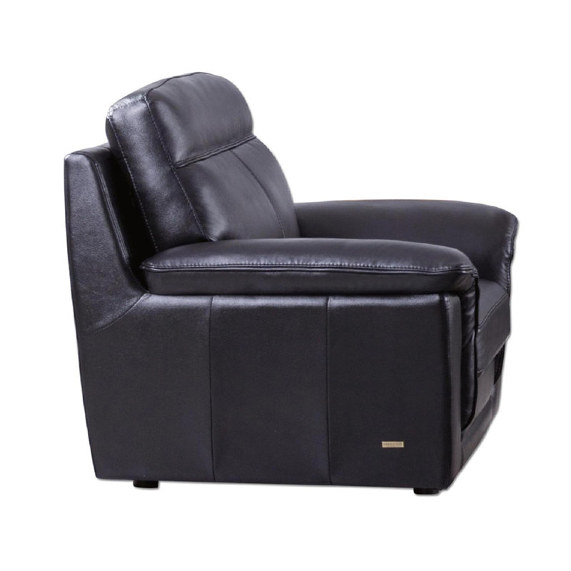 Owen Upholstered Armchair, Black Genuine Leather